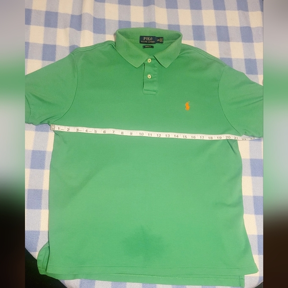 Green Ralph Lauren Classic Polo Shirt. With Fitted Sleeves. Size L custom fit - Picture 6 of 9